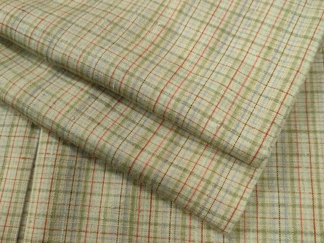 平和屋着物●上質な紬　格子柄　正絹　逸品　CAAW8157yc