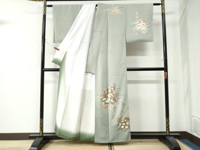 平和屋着物●訪問着 扇面吉祥草花文 金彩 正絹 逸品 CAAW8162yc