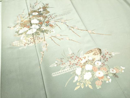 平和屋着物●訪問着 扇面吉祥草花文 金彩 正絹 逸品 CAAW8162yc
