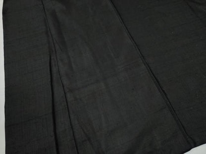 平和屋着物●上質な紬 色無地 黒地 正絹 逸品 CAAW8170yc