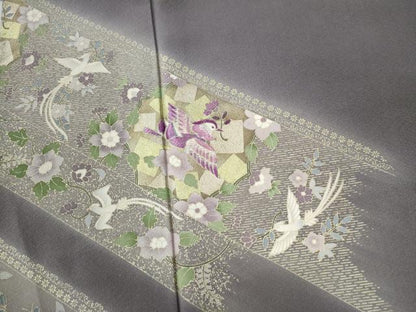 平和屋着物●訪問着 作家物 刺繍 貝紫 鳳凰花鳥文 暈し染め 金彩 鈴乃屋扱い 正絹 逸品 CAAW8190yc