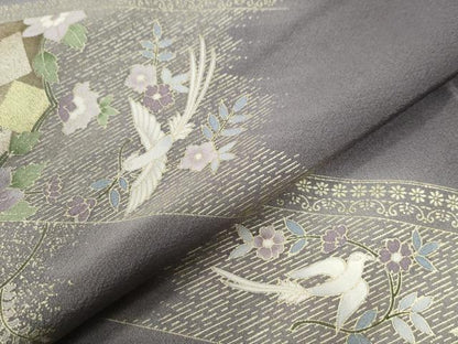 平和屋着物●訪問着 作家物 刺繍 貝紫 鳳凰花鳥文 暈し染め 金彩 鈴乃屋扱い 正絹 逸品 CAAW8190yc
