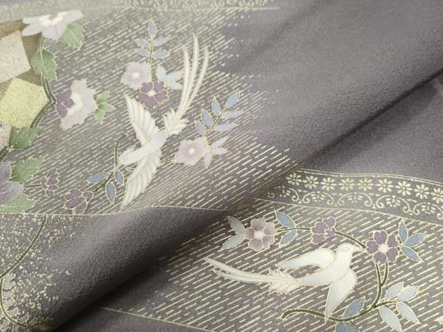 平和屋着物●訪問着 作家物 刺繍 貝紫 鳳凰花鳥文 暈し染め 金彩 鈴乃屋扱い 正絹 逸品 CAAW8190yc
