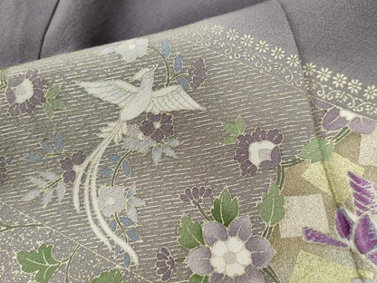 平和屋着物●訪問着 作家物 刺繍 貝紫 鳳凰花鳥文 暈し染め 金彩 鈴乃屋扱い 正絹 逸品 CAAW8190yc