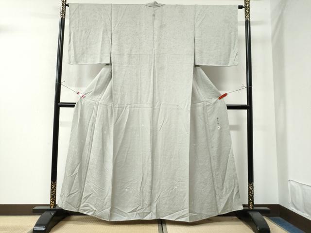 平和屋着物●本加賀友禅作家 柿本市郎監修 色無地 松竹梅花地紋 白鼠色 正絹 逸品 未使用 CAAW8245yc