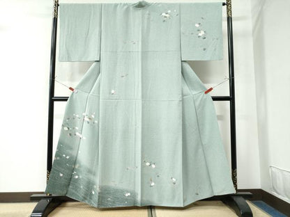 平和屋着物●訪問着 友禅 竜田川枝花文 たたき染め 正絹 逸品 CAAW8254yc