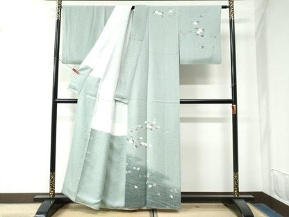 平和屋着物●訪問着 友禅 竜田川枝花文 たたき染め 正絹 逸品 CAAW8254yc