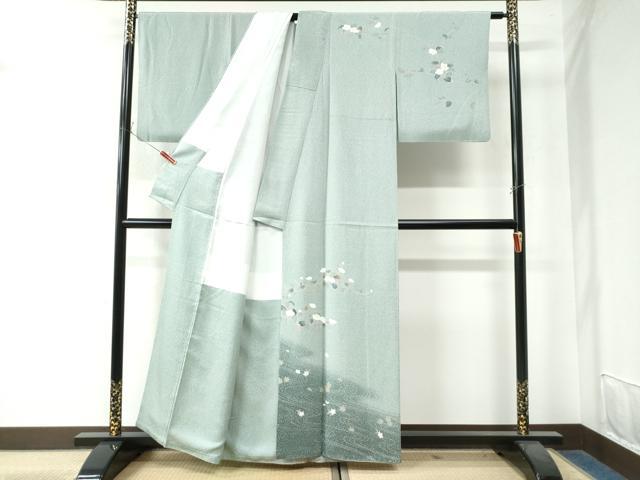 平和屋着物●訪問着 友禅 竜田川枝花文 たたき染め 正絹 逸品 CAAW8254yc