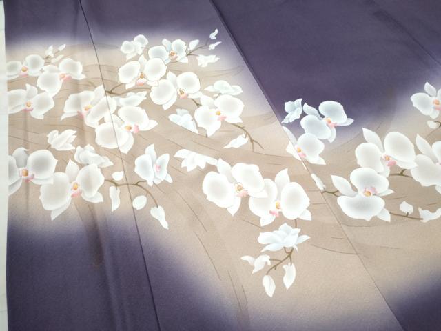 平和屋着物●螺鈿作家 藤本隆士 訪問着 胡蝶蘭 暈し染め 金彩 京都きもの友禅扱い 正絹 逸品 CAAW8261yc