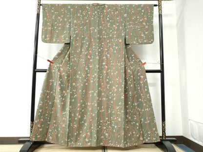 平和屋着物●上質な小紋 絞り 枝花文 金彩 正絹 逸品 CAAW8265yc