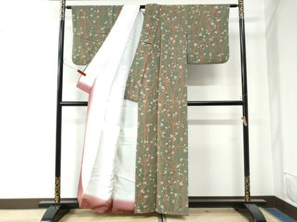 平和屋着物●上質な小紋 絞り 枝花文 金彩 正絹 逸品 CAAW8265yc