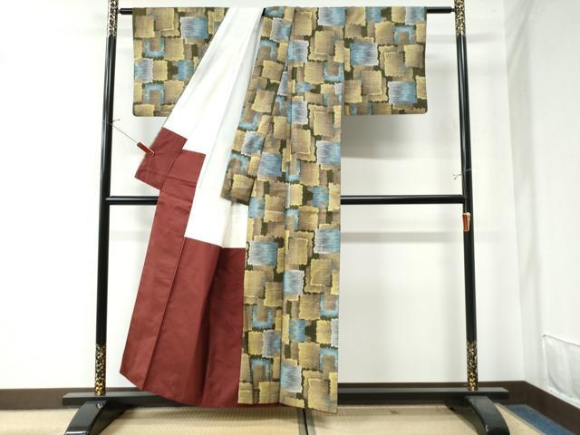 平和屋着物○本場大島紬 7マルキ 総絣 色紙重ね文 正絹 逸品 CAAW8268yc