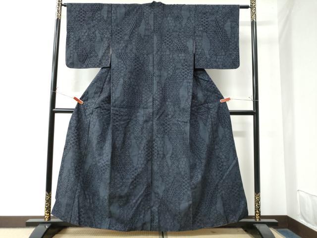 平和屋着物●結城紬 100亀甲 よろけ縞 吉祥文 正絹 逸品 CAAW8270yc