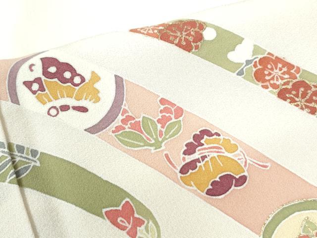 平和屋着物●訪問着　駒刺繍　鬘帯雪輪花蝶文　金彩　正絹　逸品　CABE2860yc