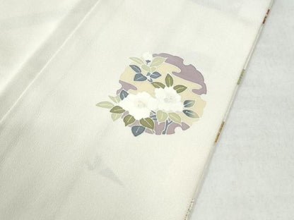 平和屋着物●訪問着　駒刺繍　鬘帯雪輪花蝶文　金彩　正絹　逸品　CABE2860yc