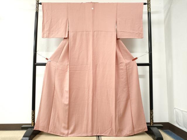 平和屋着物●上質な色無地 菱鹿の子地紋 薄紅色 正絹 逸品 CAAW8290yc
