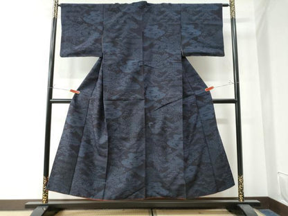 平和屋着物●結城紬　100亀甲　雲取り御所車吉祥花文　正絹　逸品　CAAW8291yc