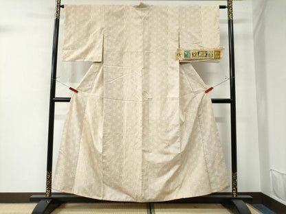 平和屋着物●本場真綿結城紬 100亀甲 麻の葉文様 証紙付き 正絹 逸品 CAAW8307yc