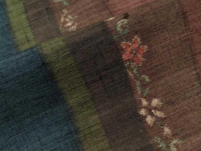 平和屋着物●上質な紬　よろけ縞　花唐草文　正絹　逸品　CAAW8312yc