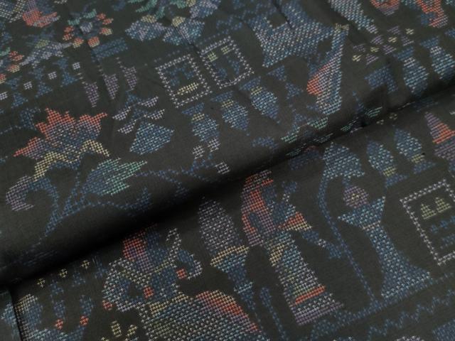 平和屋着物●本場大島紬　9マルキ　エジプト壁画更紗花唐草文　正絹　逸品　CAAW8324yc