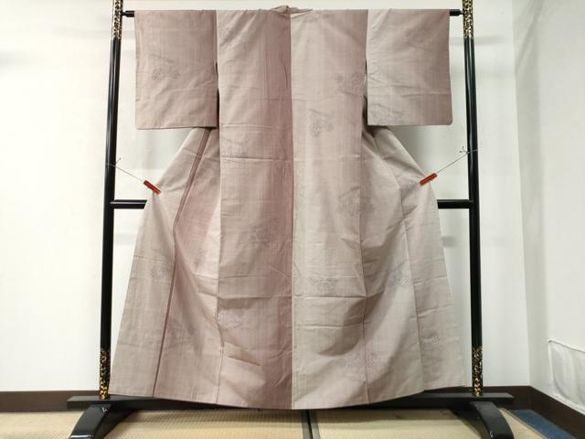 平和屋着物●結城紬 80亀甲 飛び亀甲柄 葡萄蔦の葉文 正絹 逸品 CAAW8331yc