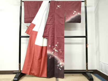 平和屋着物●訪問着 紬地 作家物 吹き寄せ花文 金彩 正絹 逸品 未使用 CAAW8337yc