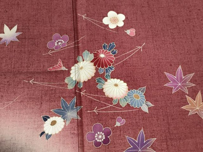 平和屋着物●訪問着 紬地 作家物 吹き寄せ花文 金彩 正絹 逸品 未使用 CAAW8337yc