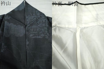 平和屋着物●結城紬　100亀甲　雲取り貝桶草花文　正絹　逸品　CAAW8345yc