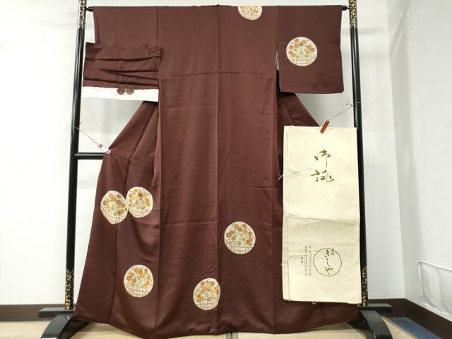 平和屋着物●銀座きしや　訪問着　彩綾織　草花丸文　金彩　反端・たとう紙付き　正絹　逸品　CABE2576yc
