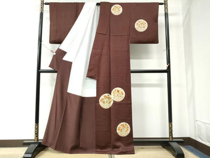 平和屋着物●銀座きしや　訪問着　彩綾織　草花丸文　金彩　反端・たとう紙付き　正絹　逸品　CABE2576yc