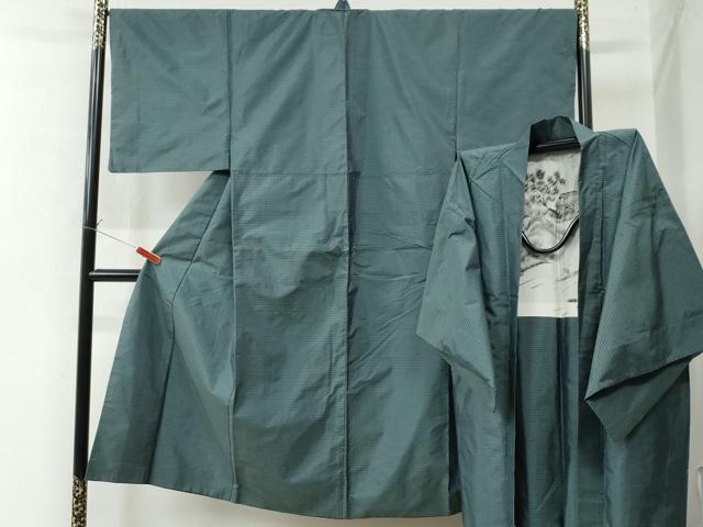 平和屋着物●男性 本場大島紬 アンサンブル 格子 正絹 逸品 CAAW8347yc