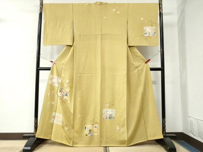 平和屋着物●訪問着　色紙椿枝花文　金彩　正絹　逸品　CAAW8354yc