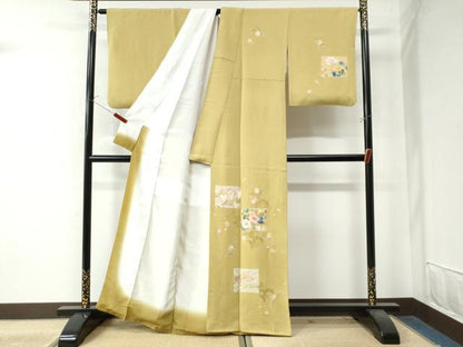 平和屋着物●訪問着　色紙椿枝花文　金彩　正絹　逸品　CAAW8354yc