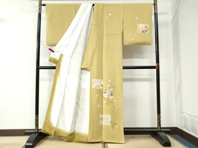 平和屋着物●訪問着　色紙椿枝花文　金彩　正絹　逸品　CAAW8354yc