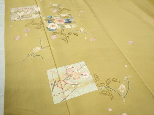 平和屋着物●訪問着　色紙椿枝花文　金彩　正絹　逸品　CAAW8354yc