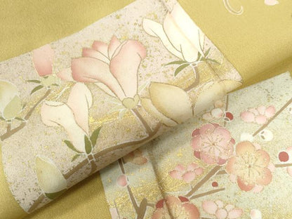 平和屋着物●訪問着　色紙椿枝花文　金彩　正絹　逸品　CAAW8354yc