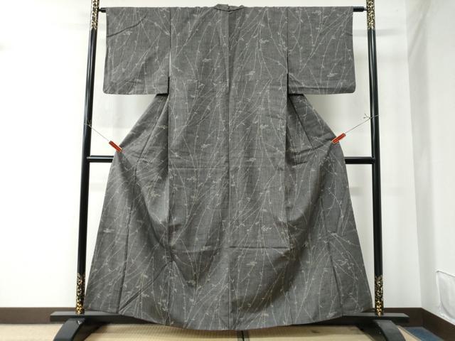 平和屋着物●上質な紬　枝花文　正絹　逸品　CAAW8361yc