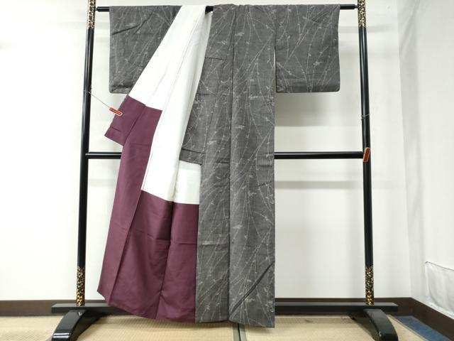平和屋着物●上質な紬　枝花文　正絹　逸品　CAAW8361yc