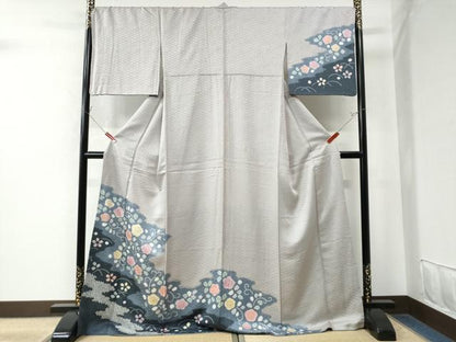 平和屋着物●訪問着 絞り 芝草梅花唐草文 金彩 ロング丈 正絹 逸品 CAAW8371yc