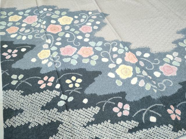 平和屋着物●訪問着 絞り 芝草梅花唐草文 金彩 ロング丈 正絹 逸品 CAAW8371yc