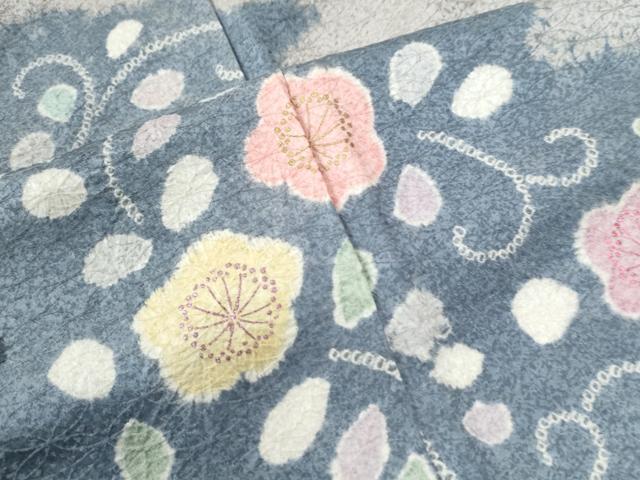 平和屋着物●訪問着 絞り 芝草梅花唐草文 金彩 ロング丈 正絹 逸品 CAAW8371yc