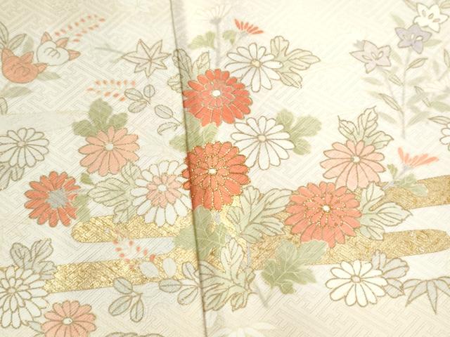 平和屋着物●訪問着　駒刺繍　松竹梅色紙草花文　金彩　正絹　逸品　AABE4802ph 平和屋着物○訪問着駒刺繍 エ霞草花文 暈し染め 金彩