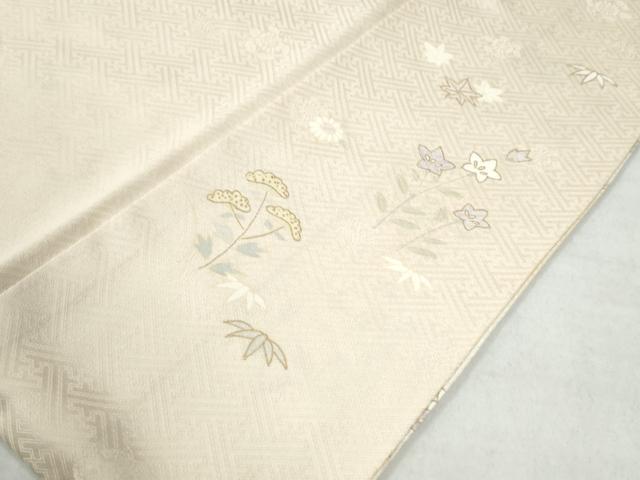 平和屋着物○訪問着駒刺繍 エ霞草花文 暈し染め 金彩