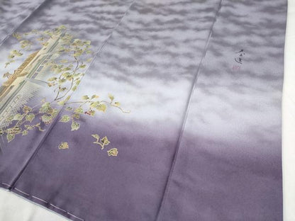 平和屋着物●螺鈿作家 甲斐泰造 訪問着 西洋風景文南天文 暈し染め 金彩 正絹 逸品 未使用 CAAW8376yc