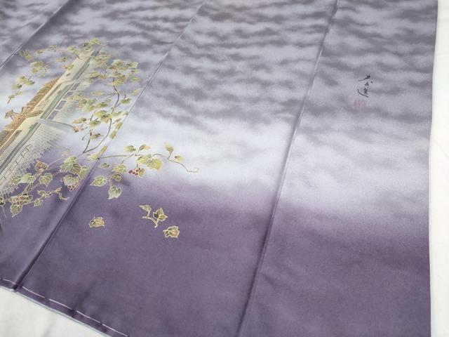 平和屋着物●螺鈿作家 甲斐泰造 訪問着 西洋風景文南天文 暈し染め 金彩 正絹 逸品 未使用 CAAW8376yc