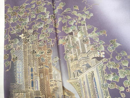 平和屋着物●螺鈿作家 甲斐泰造 訪問着 西洋風景文南天文 暈し染め 金彩 正絹 逸品 未使用 CAAW8376yc