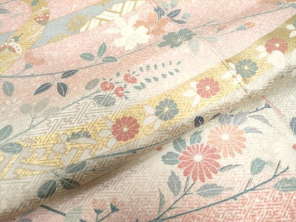 平和屋着物●訪問着　鬘帯吉祥菊花文　暈し染め　金彩　正絹　逸品　未使用　CAAW8379yc