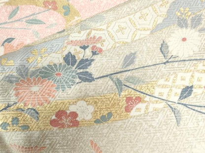 平和屋着物●訪問着　鬘帯吉祥菊花文　暈し染め　金彩　正絹　逸品　未使用　CAAW8379yc