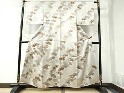 平和屋着物●訪問着 刺繍 扇面吉祥花文 金彩 正絹 逸品 CAAW8390yc