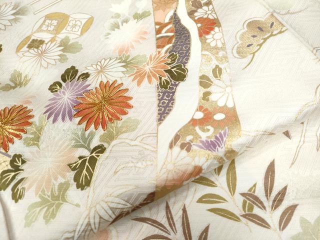 平和屋着物●訪問着 駒刺繍 鬘帯吉祥松竹梅花文 金彩 正絹 逸品 CAAW8400yc